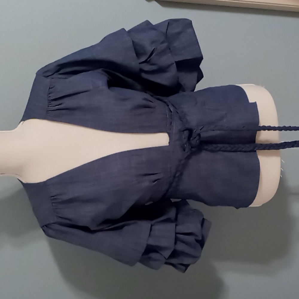 Misa Puff Sleeve Wrap Blouse Size XS Braided Belt